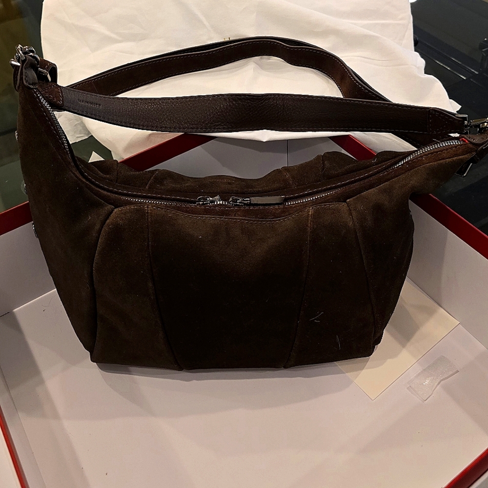Hammitt Morgan-Espresso Suede Crossbdy